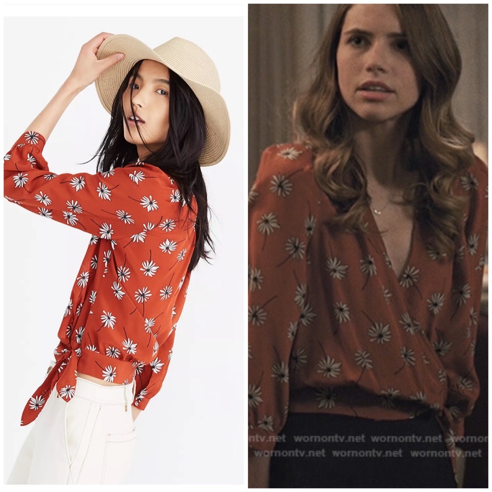 Madewell silk daisy wrap top Medium